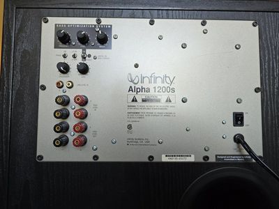 Infinity Alpha 1200S Powered Subwoofer - 12 inch driver, Bass Optimization System