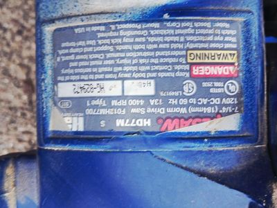 SKILSAW HD77M 7-1/4" Worm Drive Saw - 13A, 4400 RPM, Type 1, Electric Power Tool