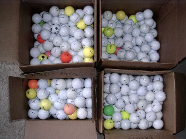 golf balls,  all kinds