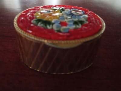 Vintage gold mini micro mosaic box