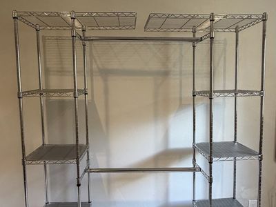 Clothing rack with shelves