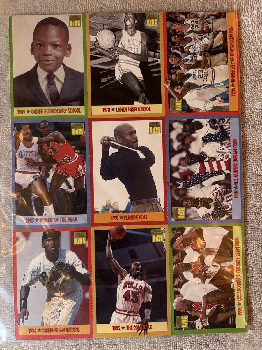 1991 Sports Illustrated Kids Michael Jordan uncut sheet of life  Trading Cards