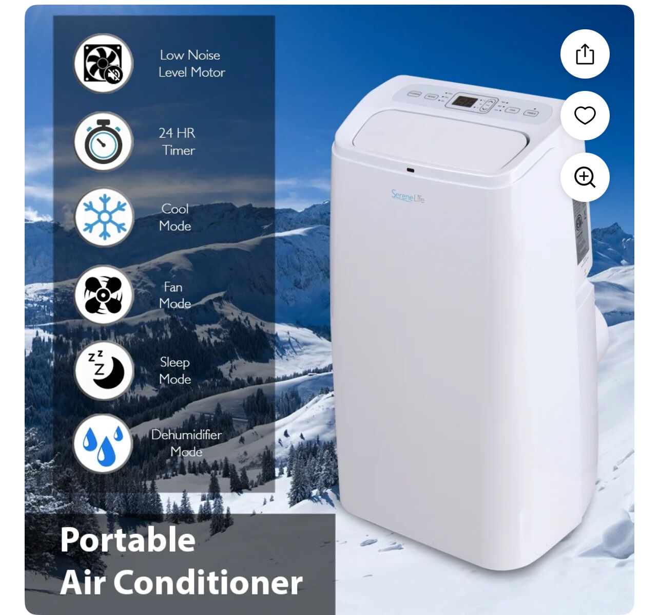 SereneLife SLPAC12.5 - 12,000 BTU Portable Air Conditioner with Dehumidifier and Fan Modes Comes with window kit and remote