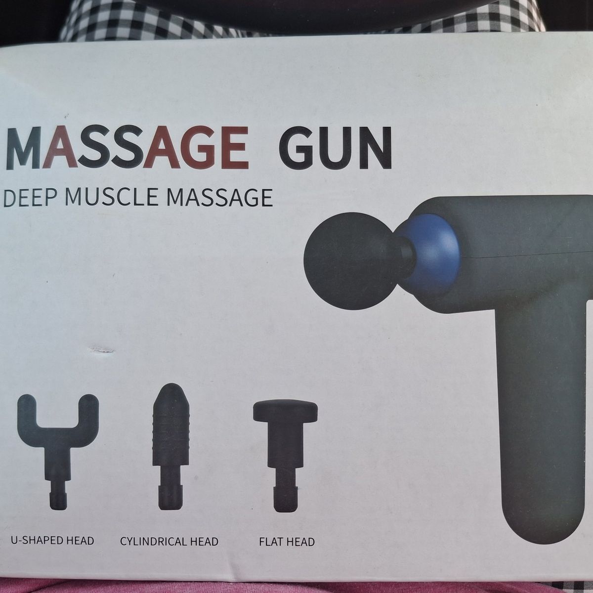 Massage Gun Deep Muscle Massager with U-Shaped, Cylindrical, and Flat Heads - New in Box