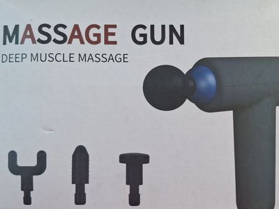Massage Gun Deep Muscle Massager with U-Shaped, Cylindrical, and Flat Heads - New in Box