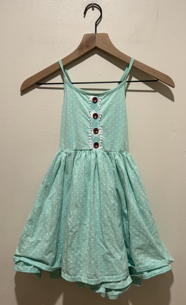 Swoon Baby Mint Green White Dots Dress Girl's 8