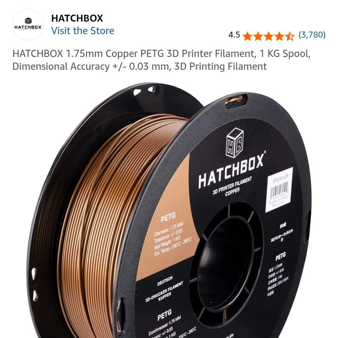 HATCHBOX 1.75mm Copper PETG