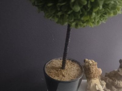 Artificial Topiary Plant in Black Ceramic Pot - Decorative Greenery
