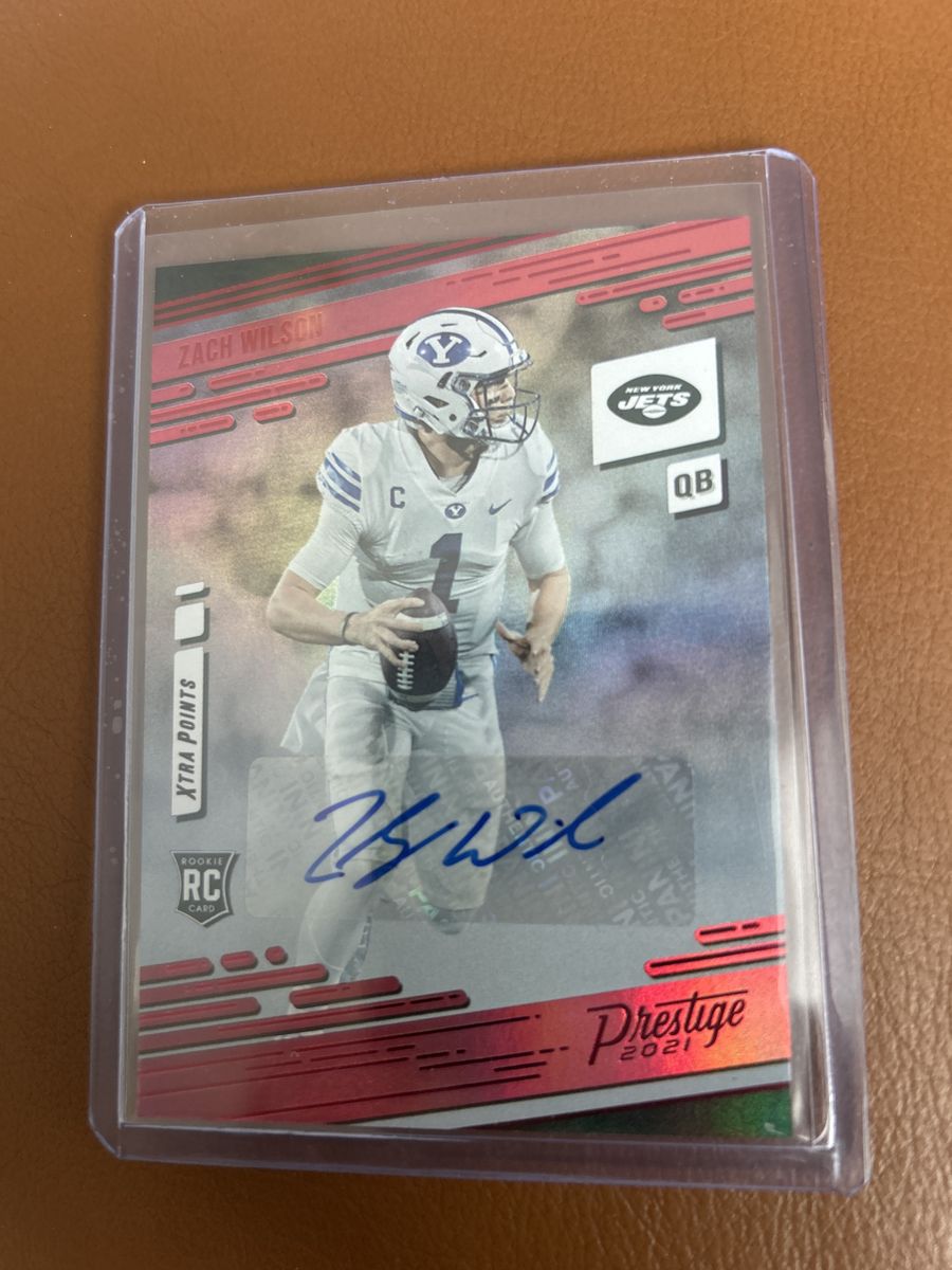 BYU COUGARS Zach Wilson 2021 Auto Prestige Xtra Points Rookie Card RC New York Jets QB Autograph SP Red Foil Hand Signed