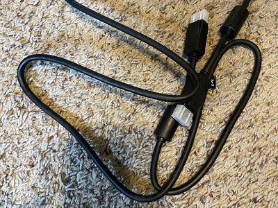 Black DisplayPort Cable with Protective Connector Caps