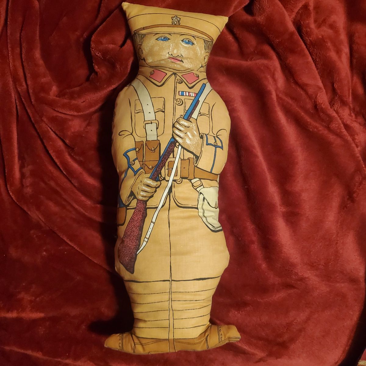 Vintage WWI British Soldier "Tommy" Colth Pillow Doll