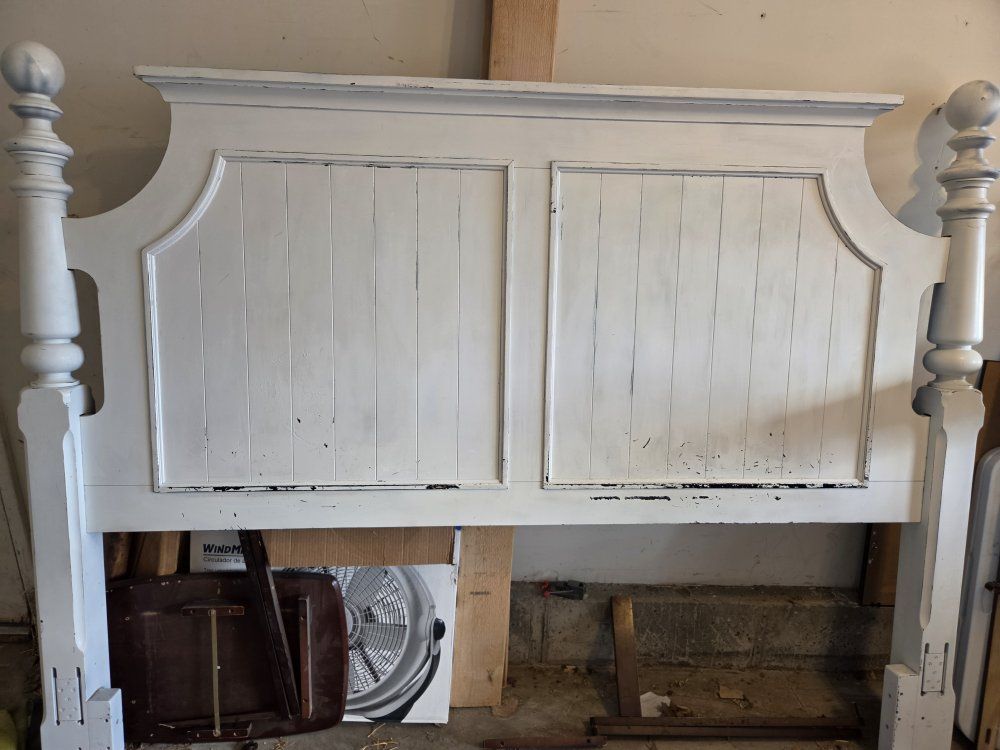 White Wood King Headboard