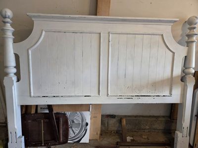 White Wood King Headboard