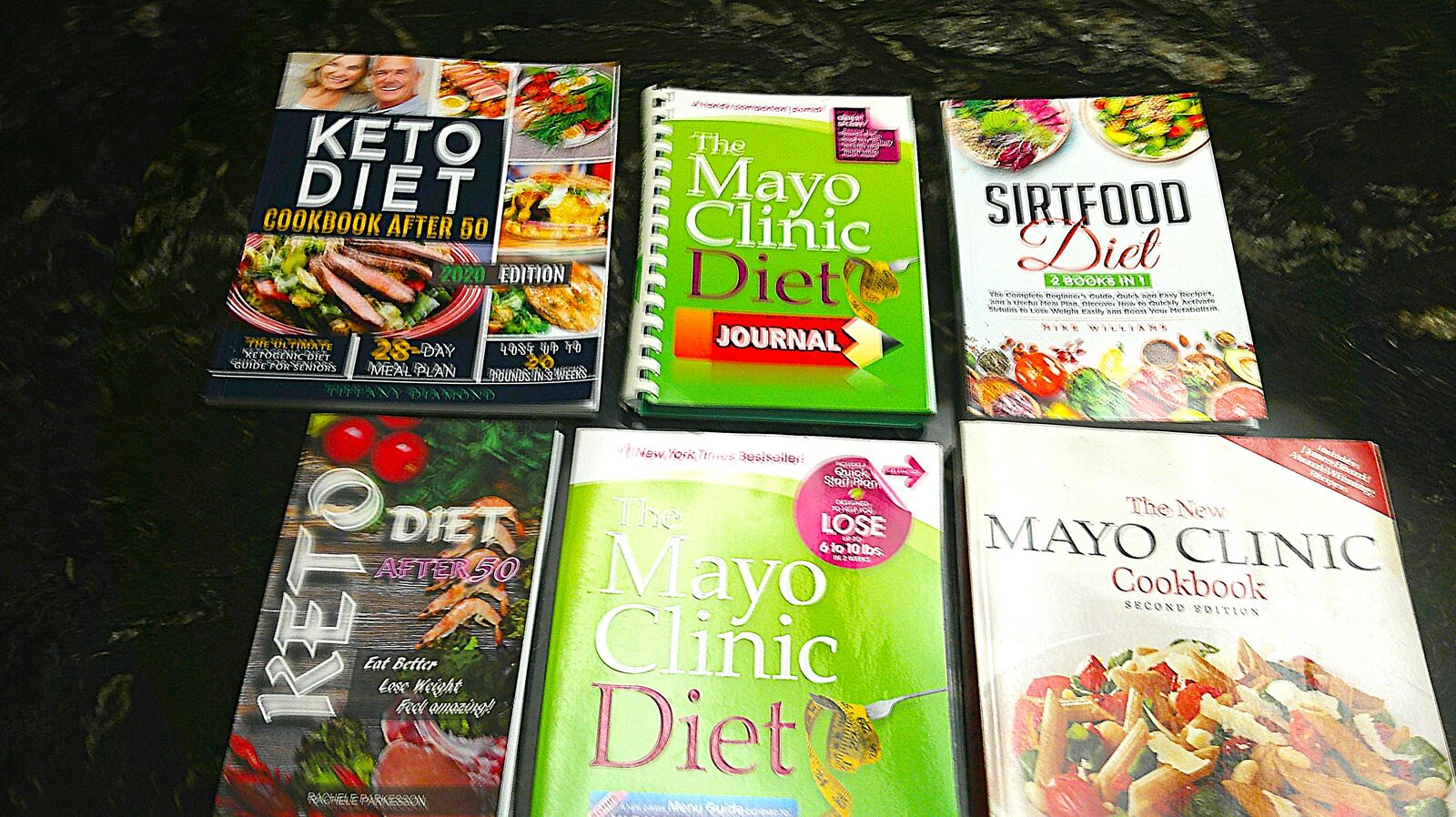 LOT OF 6 DIET / COOKBOOKS KETO, MAYO CLINIC, SIRTFOOD