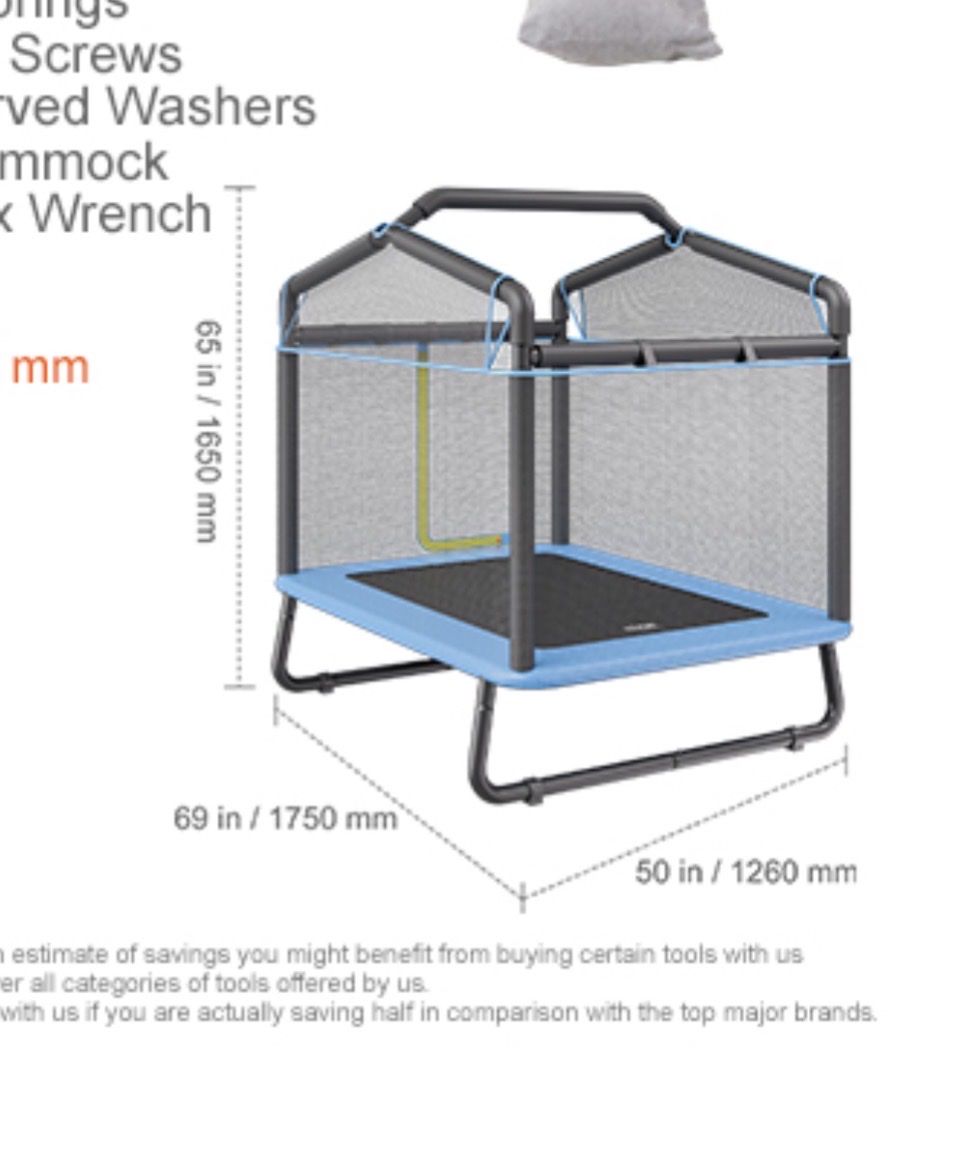 Dectlon 65-inch Blue Mini Trampoline with Enclosure - Kids Indoor/Outdoor Fun