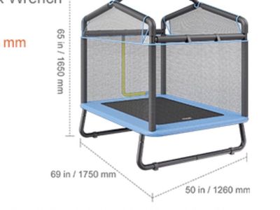 Dectlon 65-inch Blue Mini Trampoline with Enclosure - Kids Indoor/Outdoor Fun