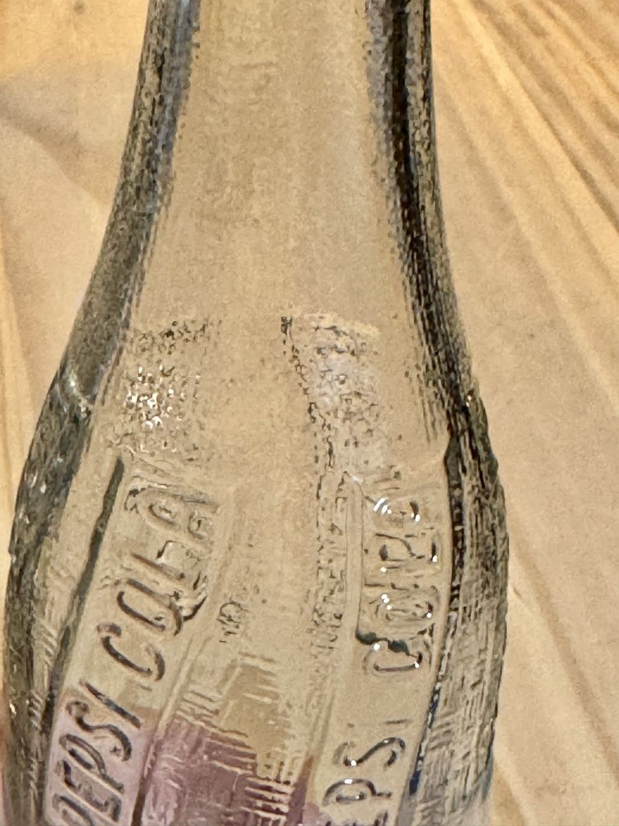 Vintage, clear glass Pepsi-Cola soda bottle $
