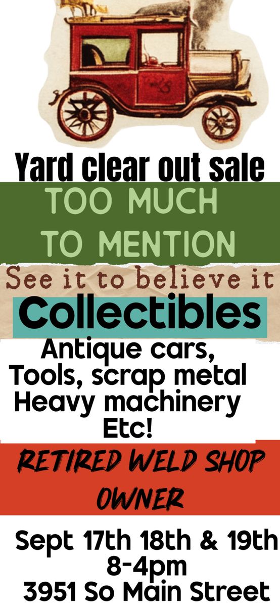 Massive yard sale. Invite to shop weeks before the sale Info in the description. Set your calendars    CLICK on photo to open