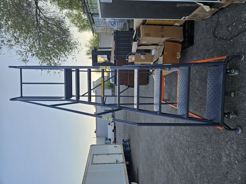 8 ft Metal Wheeled 9 Step Safety Ladder