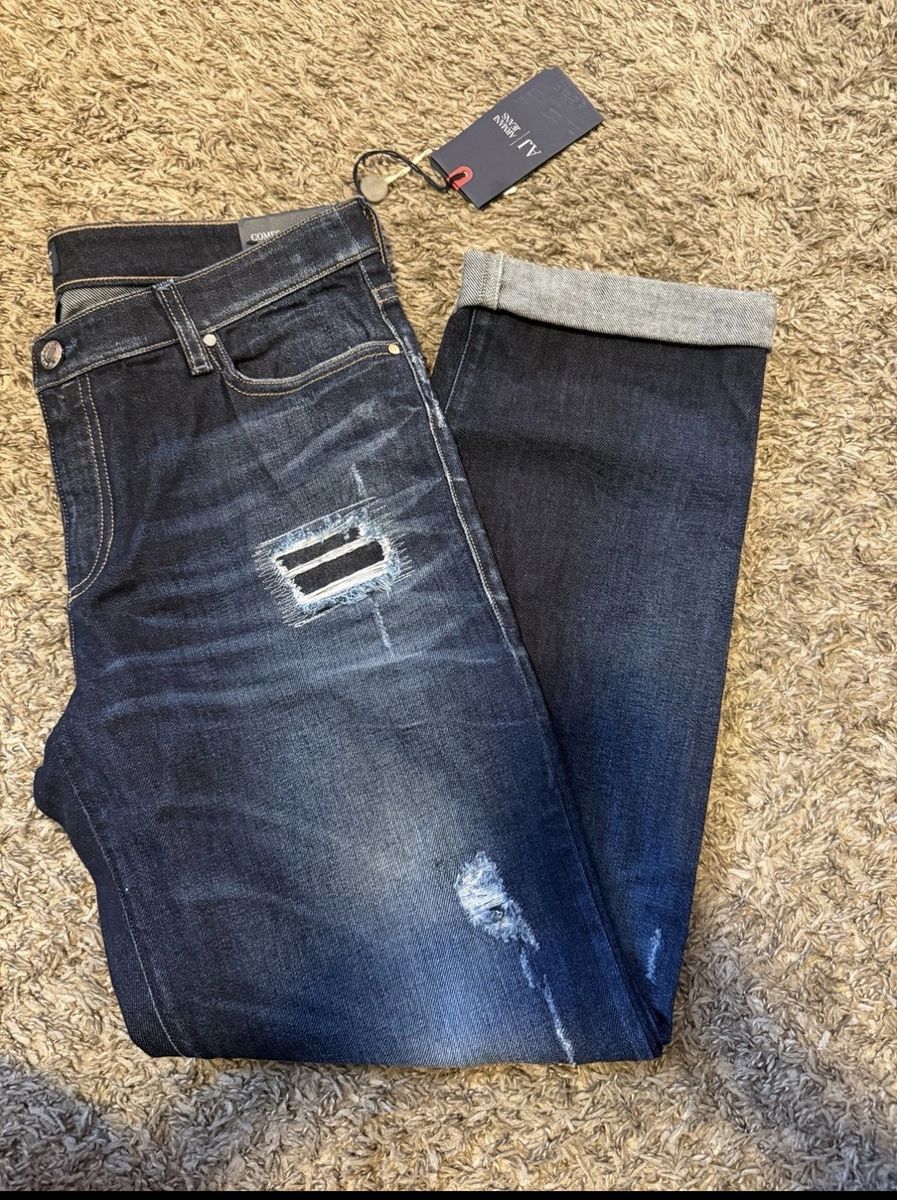 AJ Armani Jeans Daisy Dark Wash Indigo Distressed