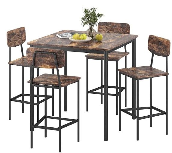 New - Chic 5-Piece Space-Saving Dining Set for 4
