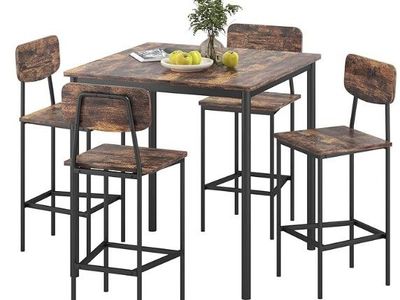 New - Chic 5-Piece Space-Saving Dining Set for 4