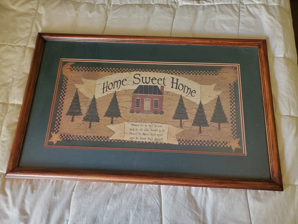 Framed Home Sweet Home Wall Art Print with Wooden Frame