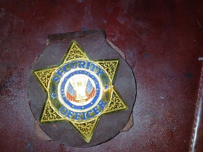 Security Officer Star Badge on Leather Belt Clip Holder