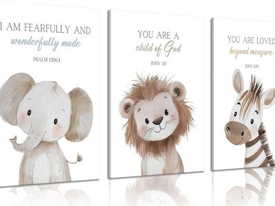 3 Framed Children’s Animal Wall Art 12x16