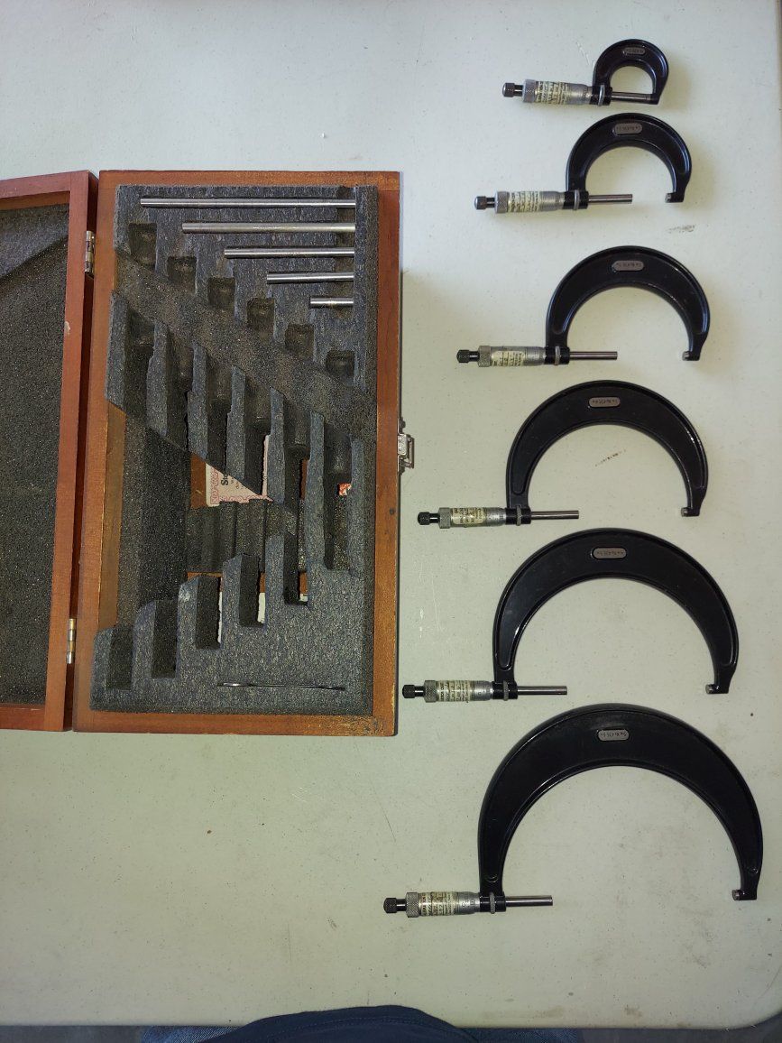 Vintage Starrett Outside Micrometer Set in Wooden Case