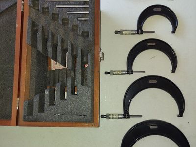Vintage Starrett Outside Micrometer Set in Wooden Case