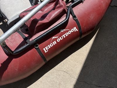 Leigh Outdoor 9ft Red Inflatable Fishing Pontoon Boat with Oars & Seat