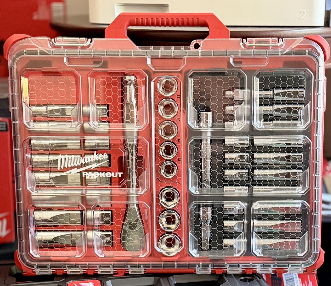 1/2 in. Drive SAE/Metric Ratchet and Socket Mechanics Tool Set with PACKOUT Case (47-Piece). Part number: 48-22-9487