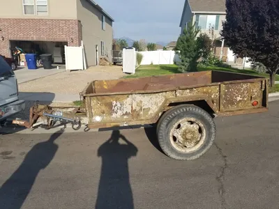 Heavy Duty Military Steel Metal Construction Trailer 9ft x 6ft with 3ft sides and a 1-7/8" Ball Hitch