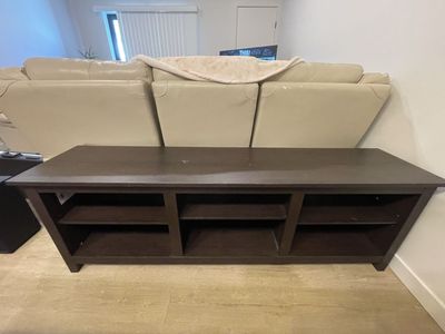 Dark Brown TV Stand Media Console with Adjustable Shelves & Cable Management