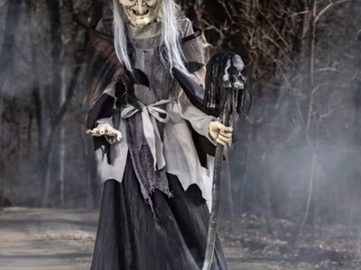 6 Ft. Animated Lunging Haggard Witch Standing Halloween Decoration