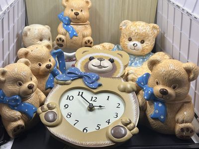 Vintage TienShan Brand 7 Items Including Jars And Clock In Working Condition Tested