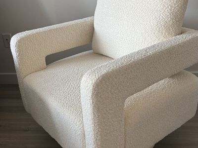 Modern Beige Boucle Swivel Accent Armchair