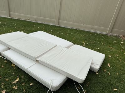 Three lounger pads for patio furniture. Pool lounger pads