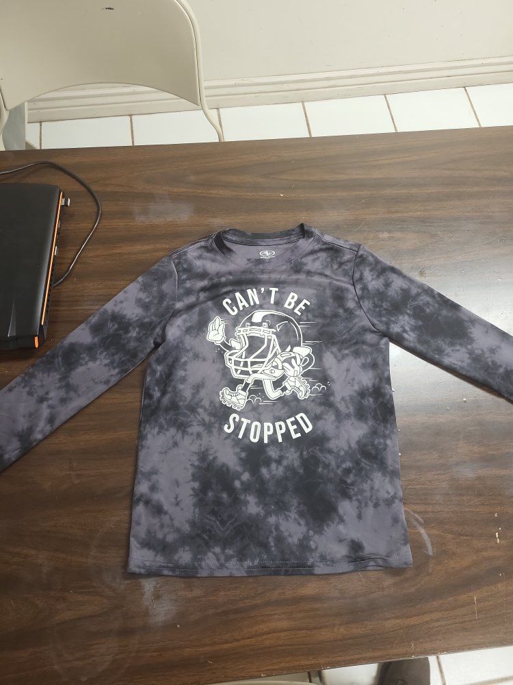 Athletic Works Boys' Long Sleeve "Can't Be Stopped" Tie-Dye Shirt, Size Small (6/7)