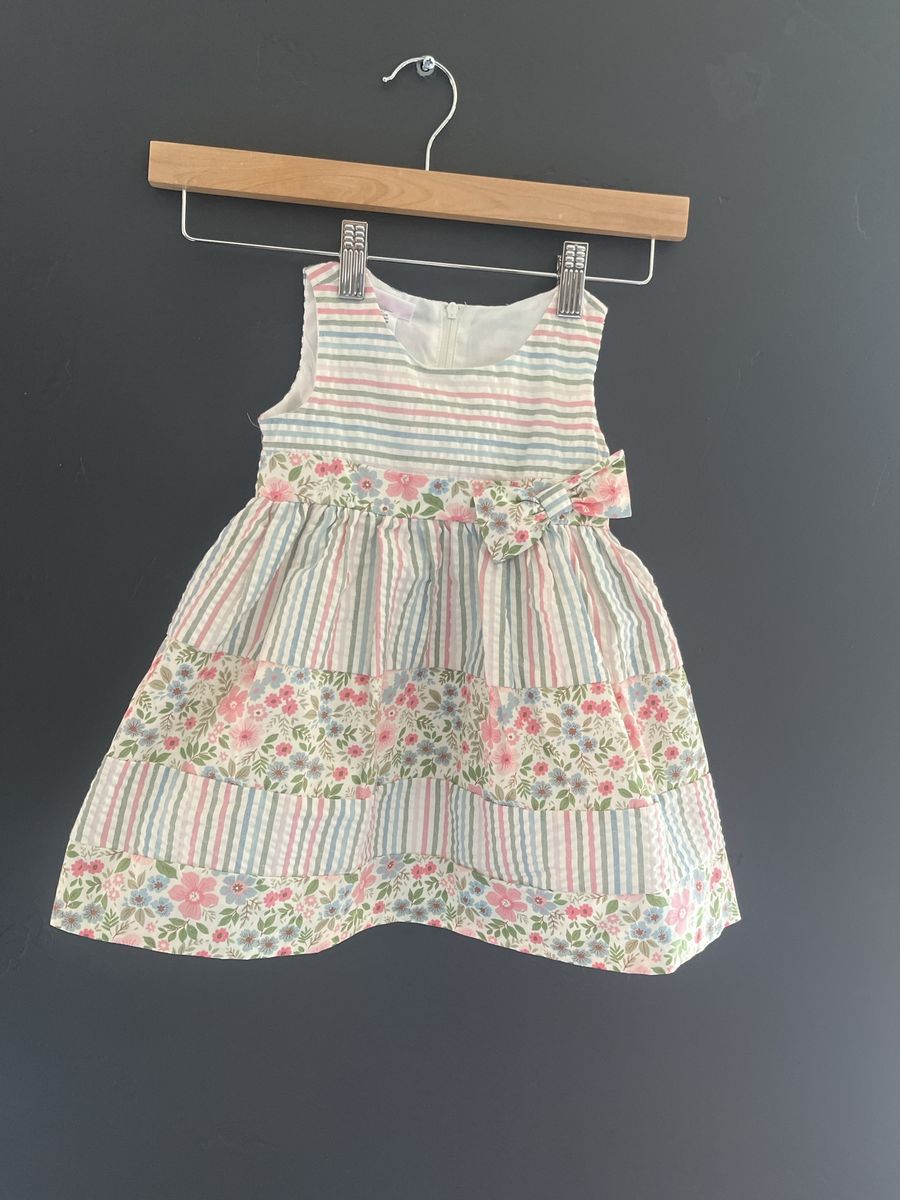 Bonnie  Baby Girl's Floral & Striped Seersucker Dress Size 18 Mo  Easter Spring Summer
