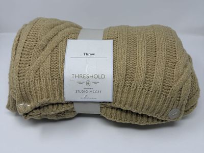 Threshold Designed with Studio McGee Knit Throw Blanket Tan 50x60 New