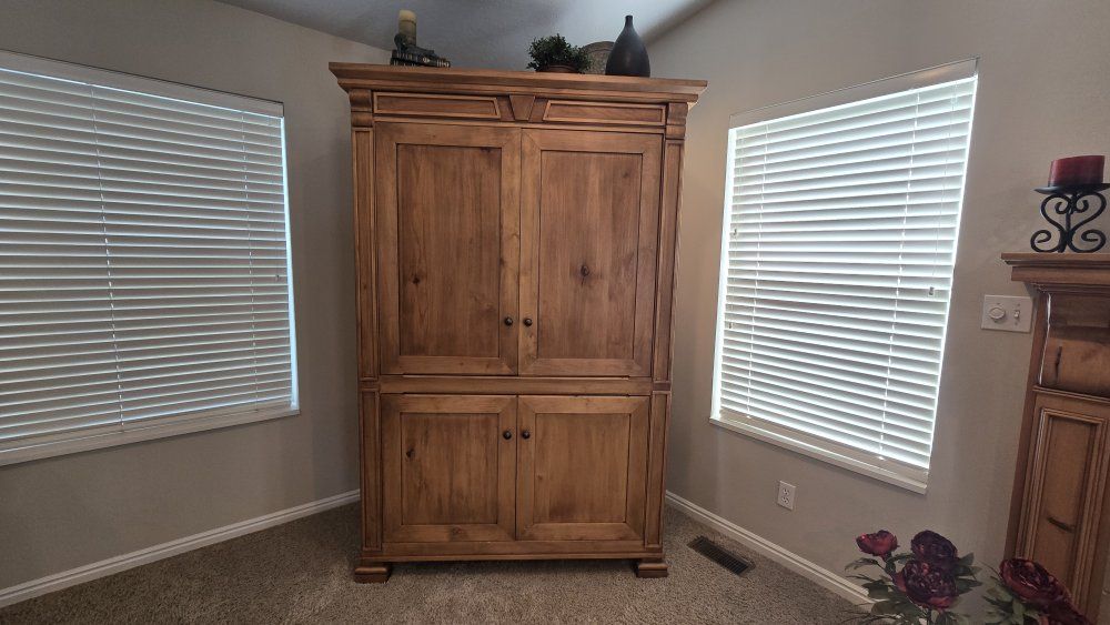 Large Wood Entertainment Center TV Armoire Cabinet