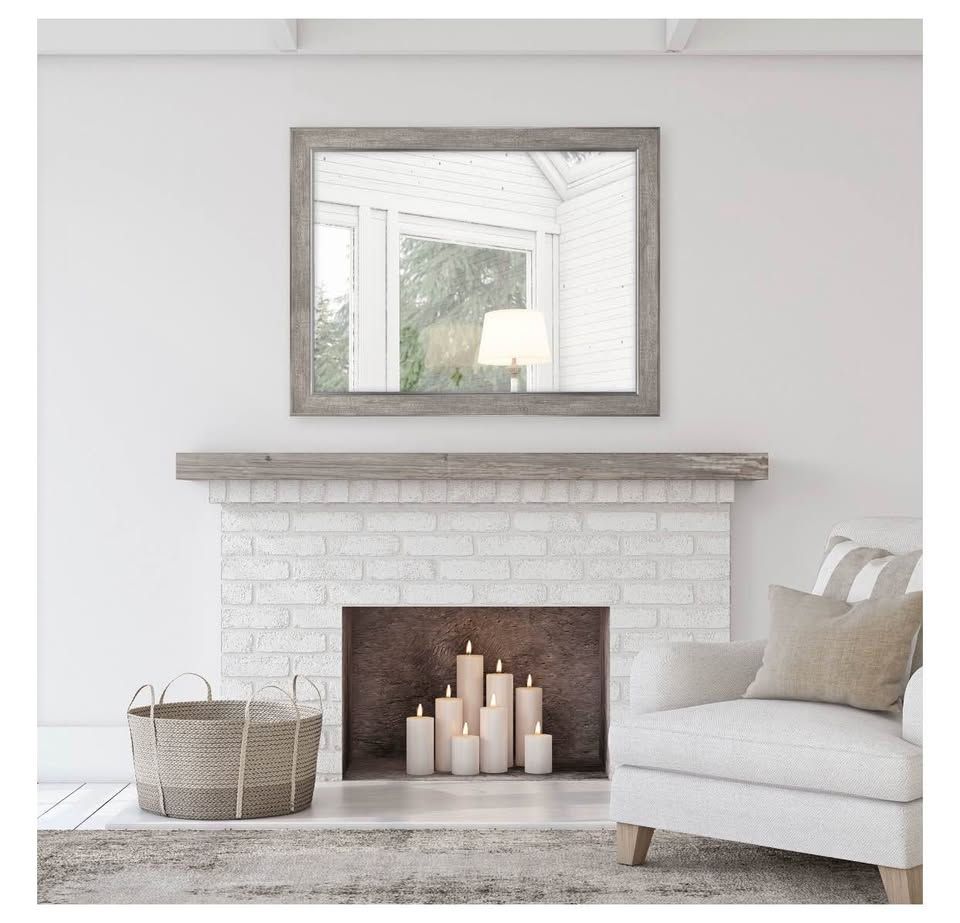 Better Home and Gardens Rustic Gray 2-tone Wall Mirror (35.5 x 45.5)