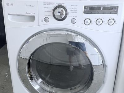 LG White Front-Load Gas Dryer with TrueSteam and Sensor Dry