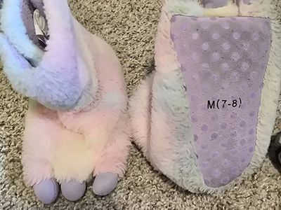 Pastel Tie-Dye Fuzzy Monster Monster Claw Slippers Size M 7-8