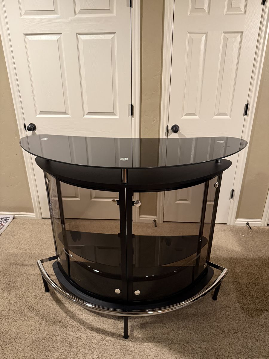 Acrylic Front Black Chrome and Smoke Bar Unit