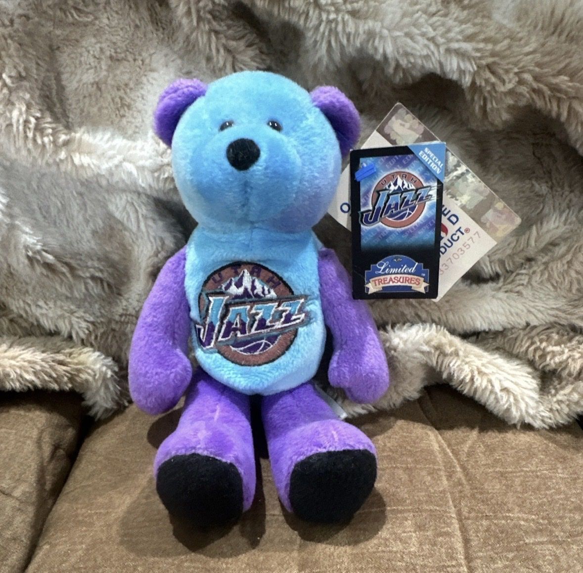 Utah Jazz Karl Malone #32 Limited Treasures Special Edition Plush Bear Blue/Purple 8"