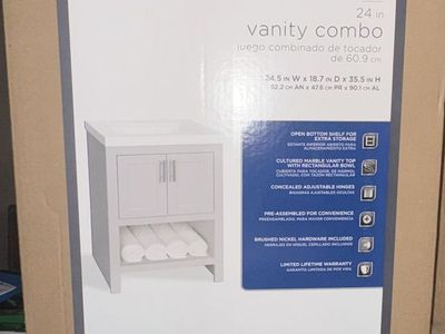 New White or Grey Spa 24.5 Bath Vanity with White Cultured Marble Top