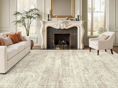 NEW 9x12 Area Rugs for Living Room, Non Slip Machine Washable Vintage Rugs Beige Neutral